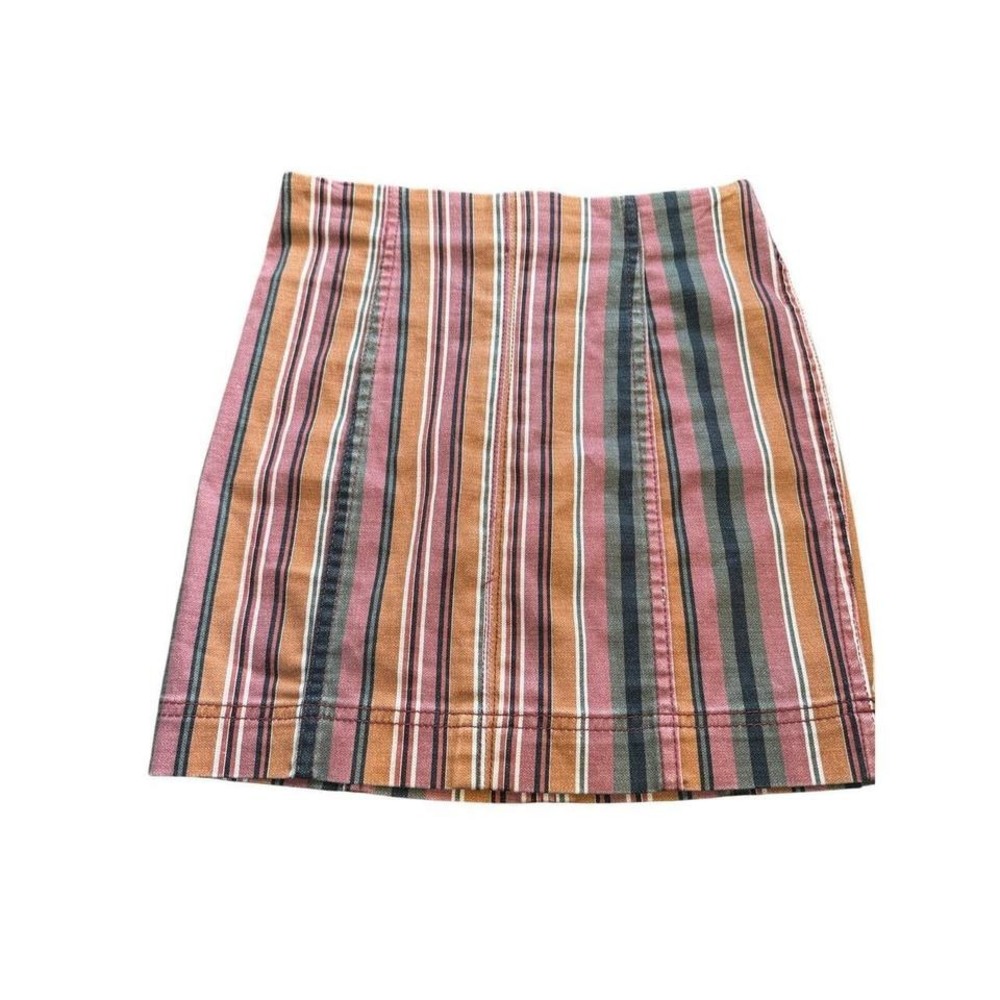 Jolt Womens Vertical‎ Stripe Mini Skirt Multi Color High Rise Size 1 25w